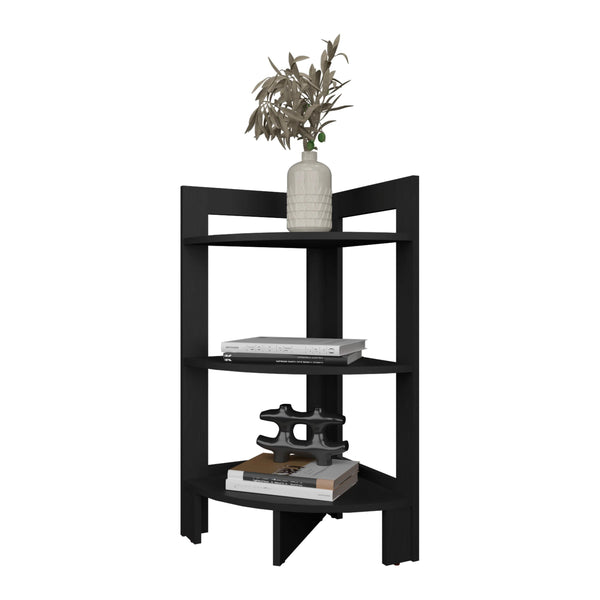English Elm Wenge Corner Shelf Tower with 3 Shelves — Space-Saving 31.7" x15.2" Wenge Finish, Easy Assembly B062P252160