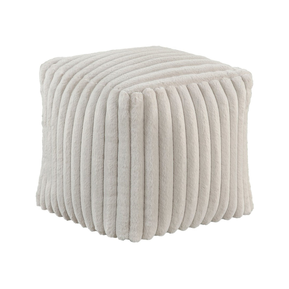 English Elm Square Pouf Plush Off-White Corduroy Ottoman - Versatile Footstool, Bean Bag Chair & Non-Slip Pouf B011P251647-GIGA