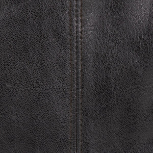 English Elm Cobbler Leather and Canvas Pouf Ottoman by LumiSource — Industrial Stitching, Recycled Cotton Fill, 20" Square Black B202P223719