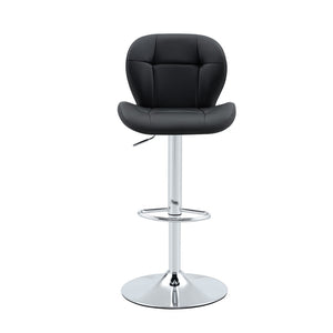 English Elm Set of 2 Adjustable Tufted Pu Barstools with Chrome Base for Kitchen or Pub W3875P382613
