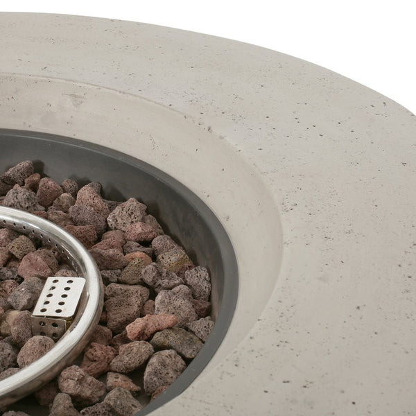 English Elm Christopher Knight Home® - Outdoor 50,000 Btu Round Mgo Concrete Propane Fire Pit - Modern Light Grey Design For Cozy Gatherings 59240.00WHI-50K