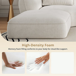 English Elm 122" L-shaped Sectional with Deep Chaise High Density Foam Low Profile Living Room Sofa Beige N767P371309W