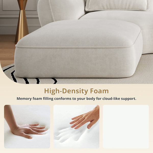 English Elm 122" L-shaped Sectional with Deep Chaise High Density Foam Low Profile Living Room Sofa Beige N767P371309W
