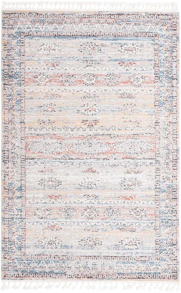 Unique Loom Aramis Tal Machine Made Tribal Rug Multi, Black/Blue/Orange/Rust Red/Ivory 6' 1" x 9' 0"