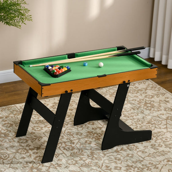 English Elm Soozier Foldable Billiards Table Set with Felt Surface Cues Balls for Game Room W2225P200671