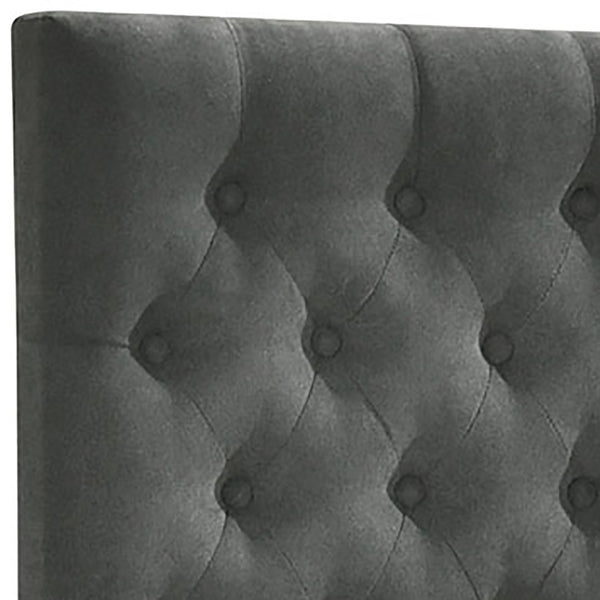 English Elm Keating Queen Storage Bed Tufted Upholstered Headboard Four Drawers Charcoal Fabric B062S01767