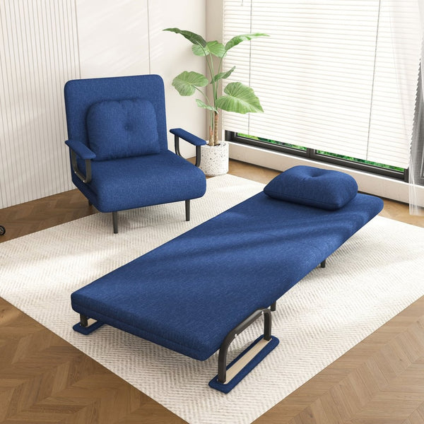 English Elm Folding Convertible Chair Sleeper with Steel Frame and 5 Position Adjustable Backrest W2700P394063