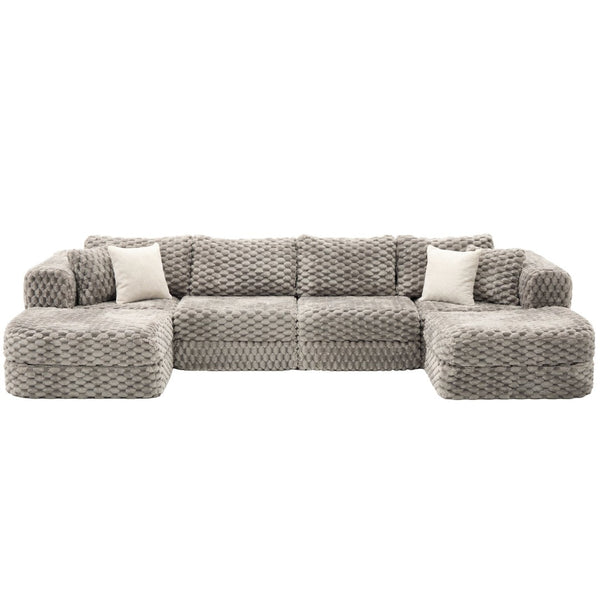 English Elm Swivel Barrel Accent Chair Chenille Tufted Round Club Seat for Living Room Lounge Grey N719S002360E