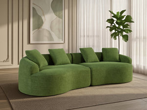 English Elm 110-inch Curved Chenille Modular Cloud Sofa Four Seat Plush Lounge for Living Room Green W5527S00005