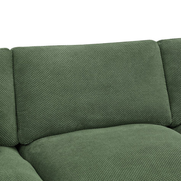 English Elm Coffee-bean Curved Upholstered Sectional Sofa with Plush Seating and Built-in Side Pocket Dark Green B2748S00129