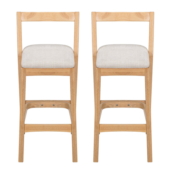 English Elm Christopher Knight Home® - Jasper Ergonomic Rubberwood Barstool Set of 2 with Thick Cushions, Stable Trapezoid Legs, Modern Look Beige+Natural N775P336213N