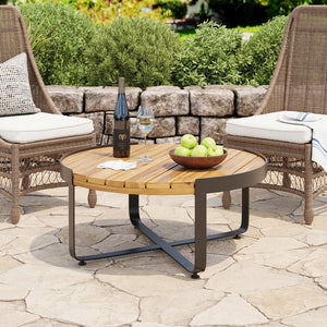 English Elm Christopher Knight Home® - ISAAC Teak Coffee Table with Powder-Coated Metal Frame, Acacia Wood Top, Modern Industrial 31.5" square 69567.00