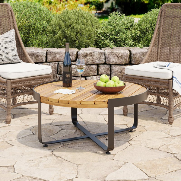 English Elm Christopher Knight Home® - ISAAC Teak Coffee Table with Powder-Coated Metal Frame, Acacia Wood Top, Modern Industrial 31.5" square 69567.00