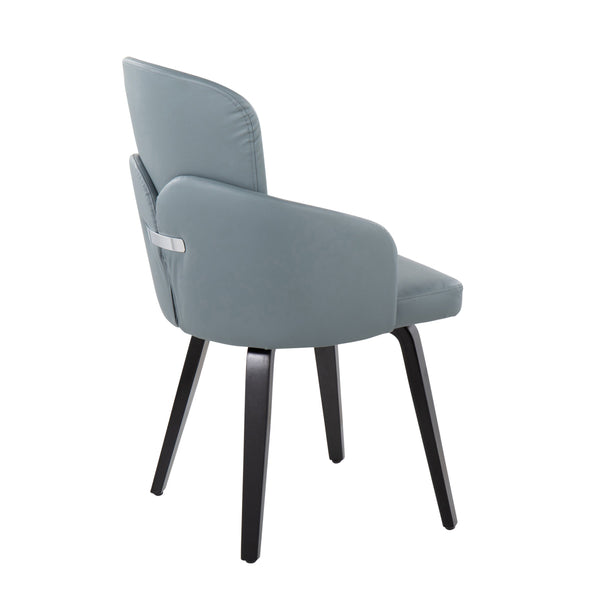 English Elm Dahlia Modern Dining Chairs Set Of 2 In Black Wood & Grey Faux Leather With Chrome Accents B202S01209