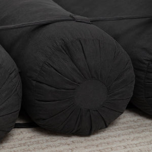 English Elm Adjustable Corduroy Floor Sofa with 5 Modular Cylinders for Custom Lounging and Ultimate Comfort Black W1170P365602