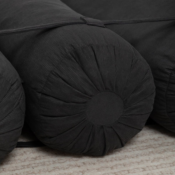 English Elm Adjustable Corduroy Floor Sofa with 5 Modular Cylinders for Custom Lounging and Ultimate Comfort Black W1170P365602