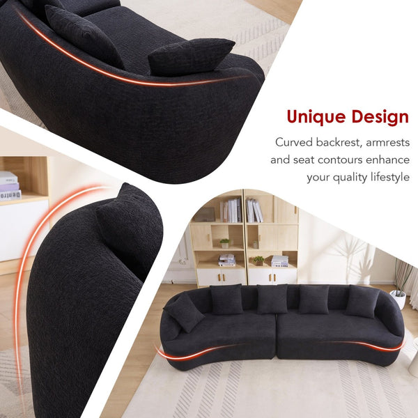 English Elm Compression Foam Curved Sectional Chenille Sleeper Sofa for Modern Living Rooms W2231S00051