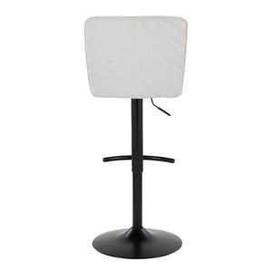 English Elm Henry Adjustable Barstool Set of 2 – Contemporary White Chevron Fabric Seats, 360° Swivel, Black Metal Base B202S00936