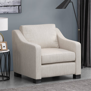English Elm Christopher Knight Home® - Contemporary Beige Fabric Club Chair with Plush Polyester Upholstery, Birch Legs & Curved Arms (98) N758P268286A