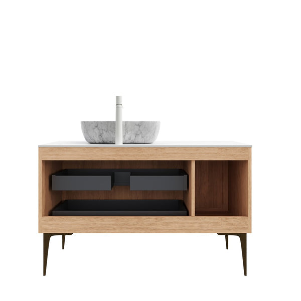 English Elm Dipa 48 Inch Floating Bathroom Vanity Walnut Cabinet Sintered Stone Top Led Sensor W2615S00469
