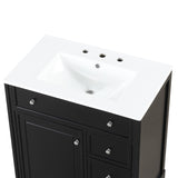 English Elm 30" Bathroom Vanity With Sink Top, Bathroom Vanity Cabinet With Door and Two Drawers, Mdf Boards, Solid Wood, One Package, Black