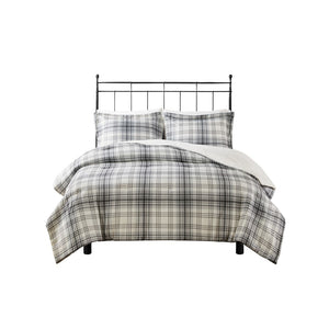 English Elm King/Cal King Bernston Faux Wool to Faux Fur Comforter Set – Plaid Print, Down Alternative, Oeko-Tex B035129374