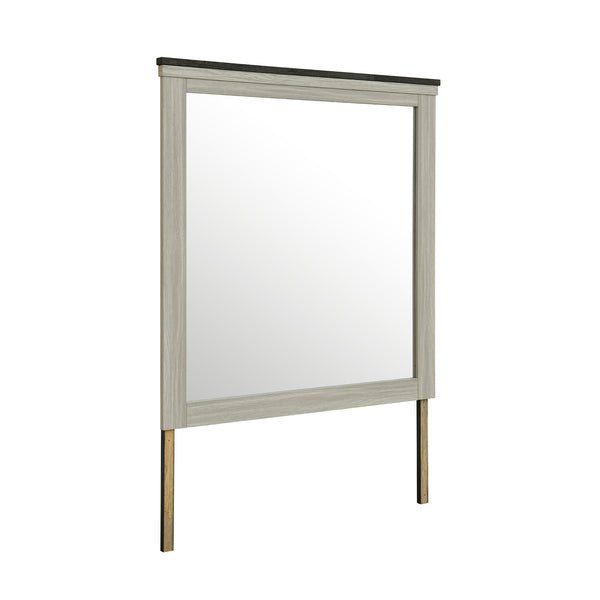 English Elm Augusta Sleek Wood Frame Brown Mirror with Dark Top — Large MDF Glass Dresser Mirror, Beige Tone B201P390574