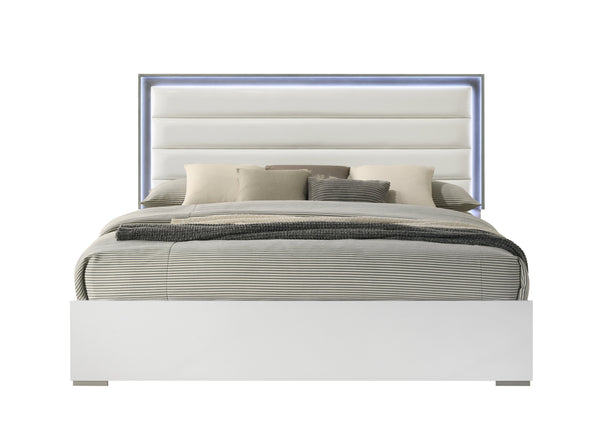 English Elm Olivia King Bed With Led Headboard & Stylish Two-Tone Metallic Finish For Modern Bedrooms B009S01374