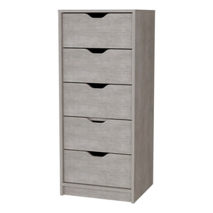 English Elm Dillon Concrete Gray Narrow 5-Drawer Dresser, Tall 17.7" Wide Space-Saving Storage Chest, RTA B128P176102