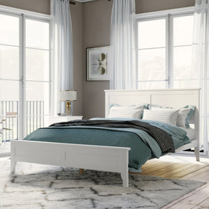 English Elm Modern White Solid Wood King Platform Bed with Elegant Slat Headboard, Pine/MDF, 650LB Capacity N701P300990K