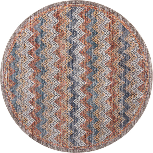 Unique Loom Aramis Stella Machine Made Tribal Rug Multi, Blue/Ivory/Light Brown/Rust Red/Beige 10' 0" x 10' 0"