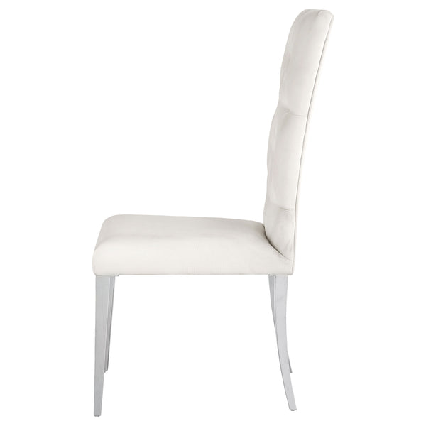 English Elm Allessandra Tufted Back Armless Dining Chair with Polished Chrome Legs — Modern Elegant Comfort, Durable Support White+Silver B062P333478