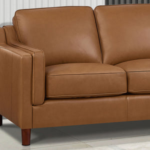 English Elm Bella Top Grain Leather Loveseat with Double-Sloped Track Arms, Sewn-In Cushions, Clean Lines, Timeless Sophistication B2705P326708
