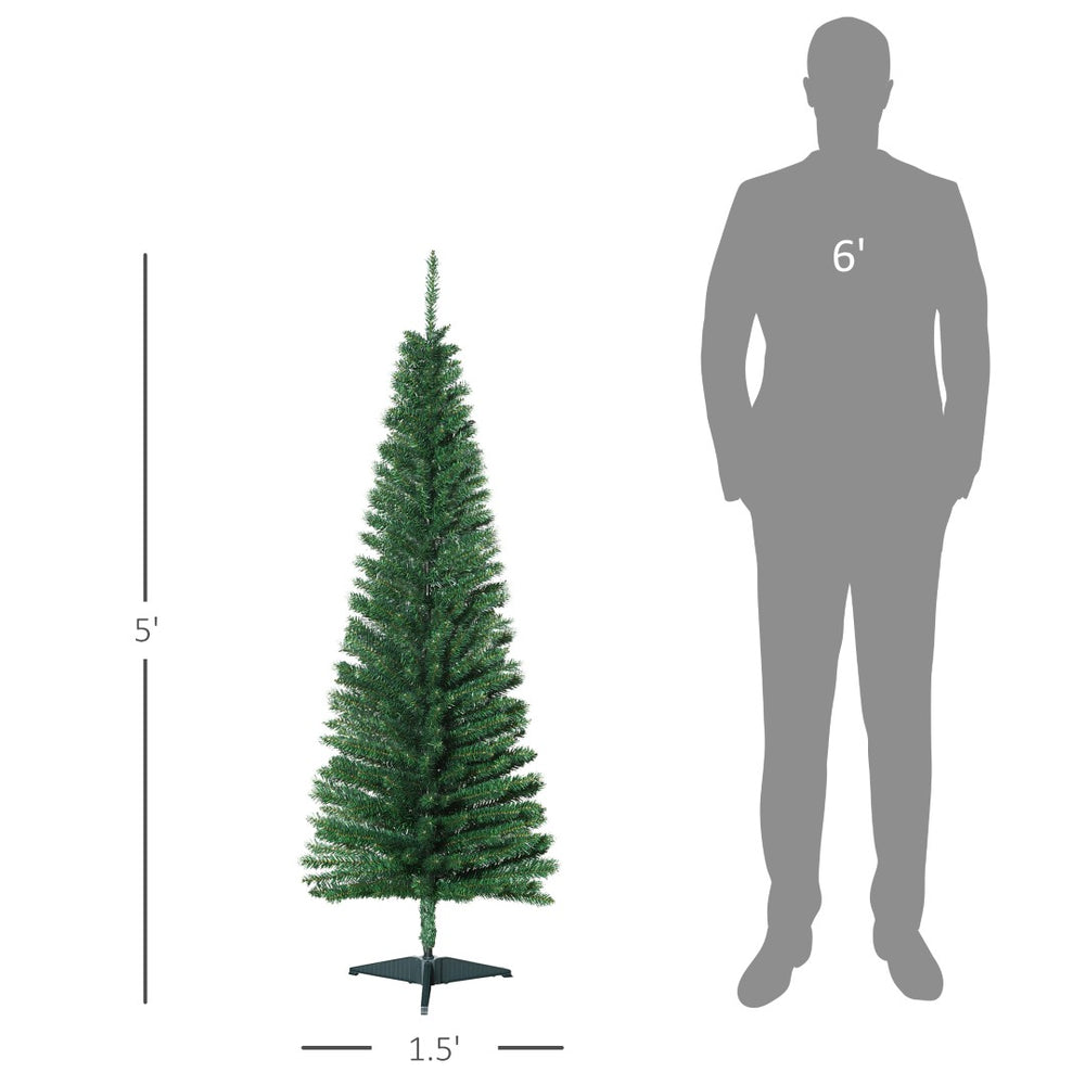 English Elm Christmas Pencil Tree 5 Foot Slim Artificial with 294 Branch Tips for Small Spaces T3971P415282