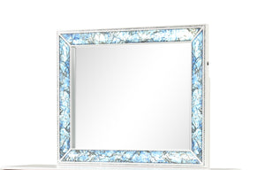 English Elm Laguna Modern Mirror with Blue Translucent Marble Frame, LED Lighting & Crystal Accents, 44"W x 38"H B009P270824
