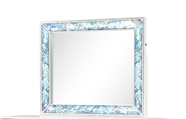 English Elm Laguna Modern Mirror with Blue Translucent Marble Frame, LED Lighting & Crystal Accents, 44"W x 38"H B009P270824