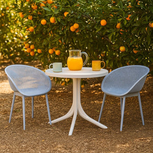English Elm Summer Outdoor Bistro Set Uv Resistant Polypropylene Slatted Chairs and Round Patio Table Light Baby Blue,White W3450S00019