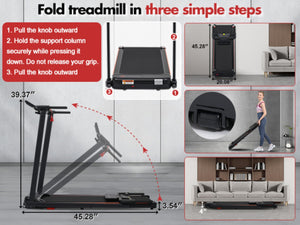 English Elm Treadmill Foldable 3hp Motor with Incline Adjustable Feet and Anti-slip Running Belt N728P191958B