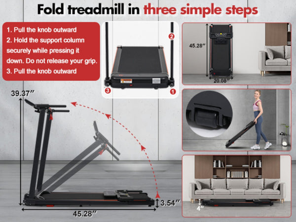 English Elm Treadmill Foldable 3hp Motor with Incline Adjustable Feet and Anti-slip Running Belt N728P191958B