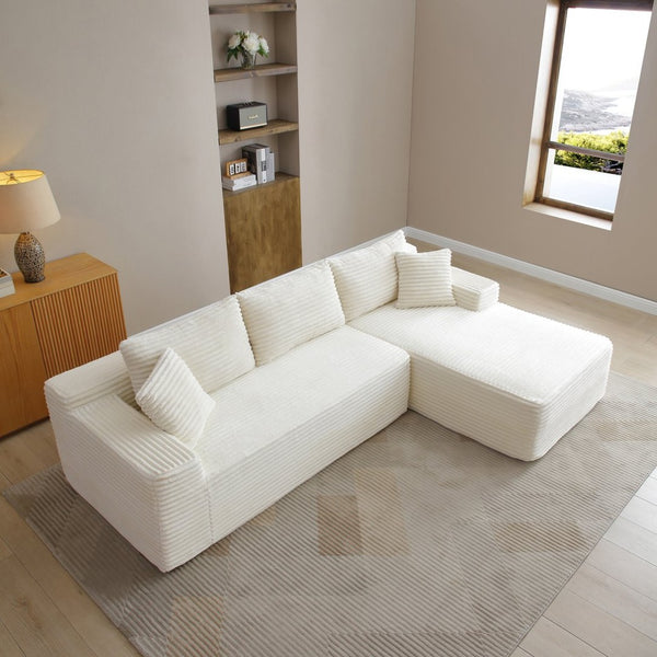 English Elm 105'' Modular Cloud Sectional with Deep Plush Corduroy Seat for Living Room Lounging W1117P377679