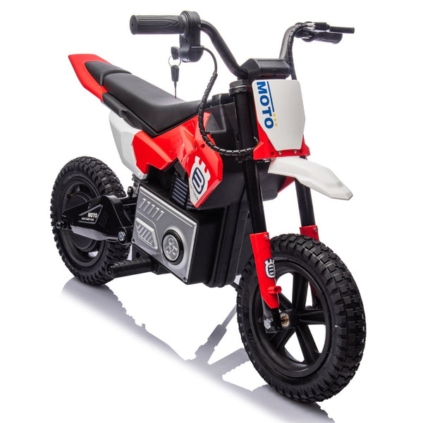 English Elm 24v Kids Electric Motocross Motorcycle 200w Hub Motor Suspension Led Bluetooth Audio Red W1578P225050