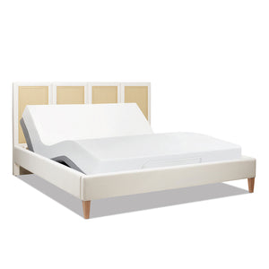 English Elm Jennifer Taylor Home - Toscana King Platform Bed - Elegant Upholstered Cane Back Design In Antique White For Versatile Style B2719P385737