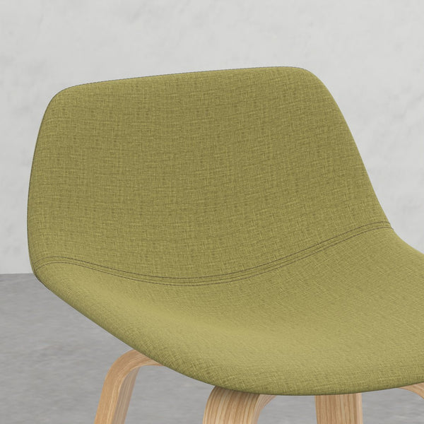 English Elm Harvard Mid-Century Bentwood Counter Bar Stools Set of 2 in Acid Green Linen-Look Upholstery, Wood B2732P253617