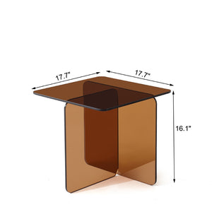 English Elm Tempered Brown Glass Side Table - Elegant, Multi-Purpose Tea Table For Home, Office, Or Events W1718P255033-GIGA