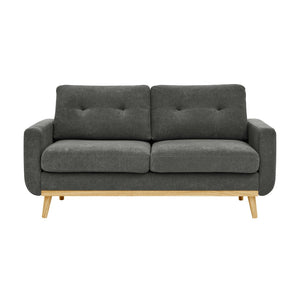 English Elm 67.7" Tufted Button Mid-century Loveseat with Splayed Wood Legs for Living Rooms Gray B355P428575