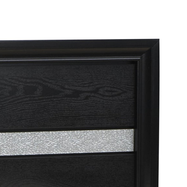 English Elm Madrid Full Bed In Rich Black Laminate With Storage Drawers And Contemporary Silver Accents B078S00621
