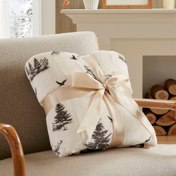 English Elm 1-piece Aztec Heated Throw with 12 Settings Auto Shutoff Soft Ivory Boho Blanket B035P408333