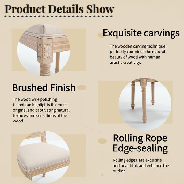 English Elm French Country Dining Chairs Set Of 2 – Elegant Upholstered Square Back, Stylish Comfort For Dining W3426P324534