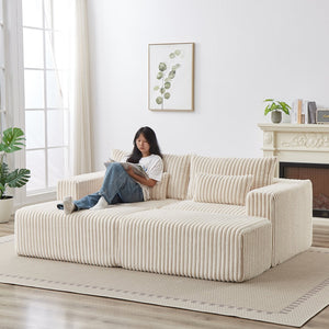 English Elm 87" Oversized Sectional Lounge Chaise - Cloud-Like Comfort, No Assembly, Plush Loveseat With Footstools W834S00331