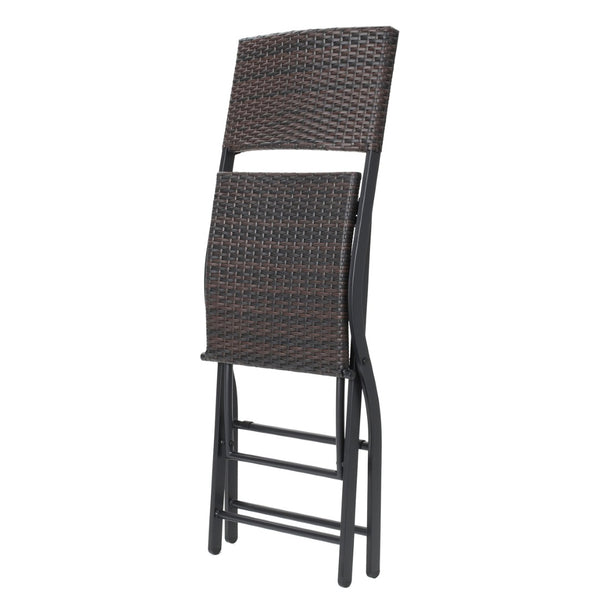 English Elm Outdoor Faux Rattan Folding Barstools Weather Resistant Woven Patio Seating Set N772P427926B